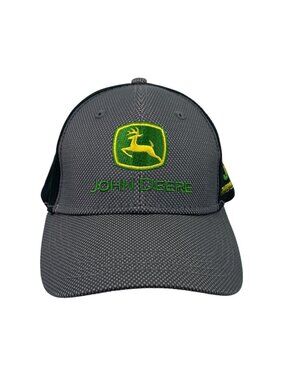 John Deere Embroidered Gray & Black Hat With Adjustable Strapback JD Equipment